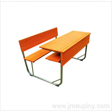 School MDF attached single student desk with bench